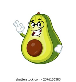 Vector mascot, cartoon and illustration of  a glasses avocado with nice hand