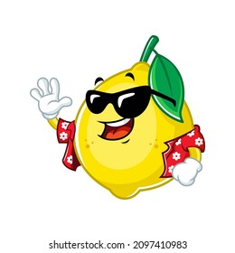 Vector mascot, cartoon and illustration of a glasses lemon wearing shirt 