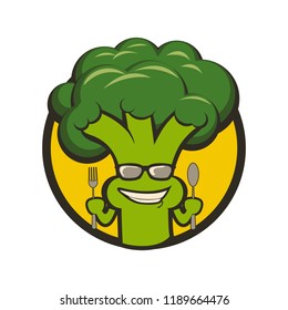 vector mascot cartoon illustration green yummy broccoli