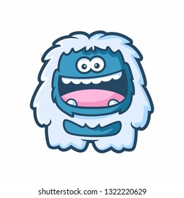 Vector mascot, cartoon, and illustration of a happy yeti