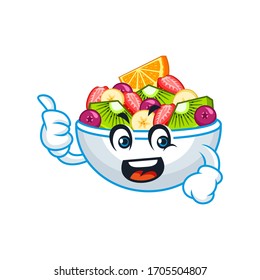 Vector mascot, cartoon, and illustration of a happy fruit bowl