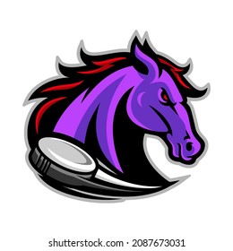 Vector mascot, cartoon and illustration of a horse head for hockey team