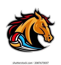 Vector mascot, cartoon and illustration of a horse head for volleyball team