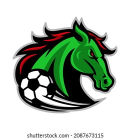 Vector mascot, cartoon and illustration of a horse head for football team