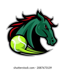Vector mascot, cartoon and illustration of a horse head for tennis team