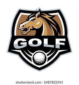 Vector mascot, cartoon, and illustration of a horse head emblem for golf team