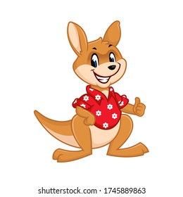 Vector mascot, cartoon, and illustration of a kangaroo wearing shirt