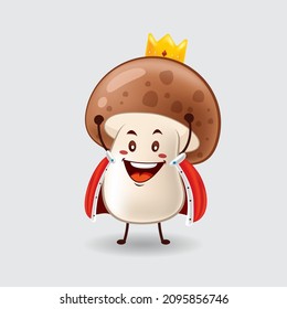 Mascota vectorial, caricatura e ilustración del rey hongos