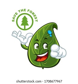 Imagen vectorial de una hoja que dice salvar el bosque
