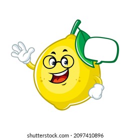 Vector mascot, cartoon and illustration of a lemon with blank bubble speech