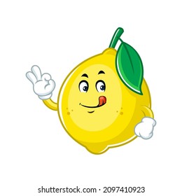 Vector mascot, cartoon and illustration of a lemon say ok