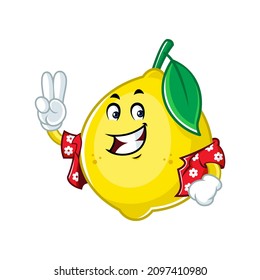 Vector mascot, cartoon and illustration of a lemon wearing shirt