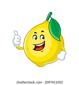 Vector mascot, cartoon and illustration of a lemon giving thumb up