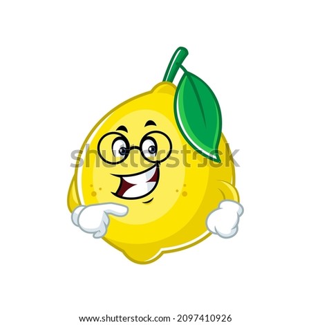Vector mascot, cartoon and illustration of  a lemon wearing glasess