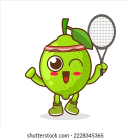 Mascota vectorial, caricatura e ilustración de una bádminton de juego de cal