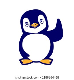 vector mascot cartoon illustration little blue pingkuin