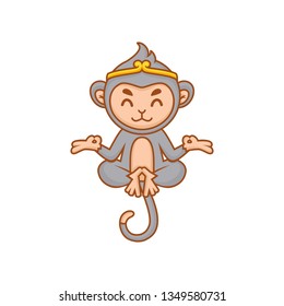 Vector mascot, cartoon, and illustration of a monkey king yoga