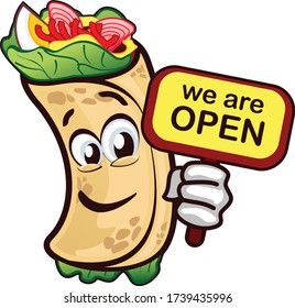 vector mascot cartoon illustration of mr burrito is open