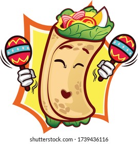 vector mascot cartoon illustration of mr burrito is dancing