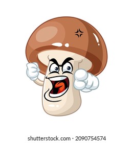 Vector mascot, cartoon and illustration of a mushroom upset