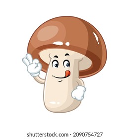 Vector mascot, cartoon and illustration of a mushroom say ok