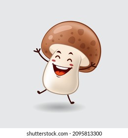 Vector Mascot, Cartoon, And Illustration Of A Mushroom Dancing