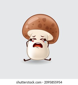 Vector mascot, cartoon, and illustration of a mushroom crying