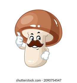 Vector mascot, cartoon and illustration of a mustache mushroom with thumb up