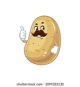 Vector mascot, cartoon and illustration of a mustache potato with thumb up