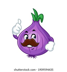 Vector mascot, cartoon and illustration of a onion with thumb up