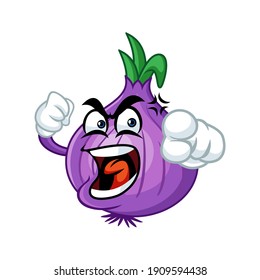 Vector mascot, cartoon and illustration of a onion upset