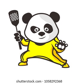 Vector mascot, cartoon, and illustration of a panda kungfu chef.