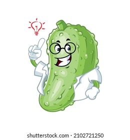 Vector mascot, cartoon and illustration of a pickle glasses get an idea with light bulb