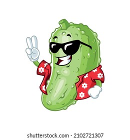 Vector mascot, cartoon and illustration of a pickle wearing shirt with glasses