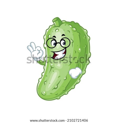 Vector mascot, cartoon and illustration of  a pickle wearing glasess
