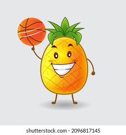 Vector mascot, cartoon, and illustration of a pineapple playing basket ball