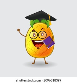 Vector mascot, cartoon, and illustration of a pineapple graduation