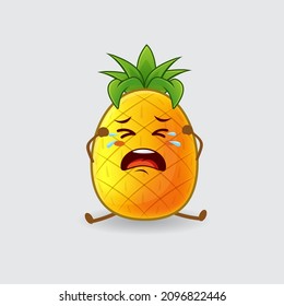 Vector mascot, cartoon, and illustration of a pineapple crying