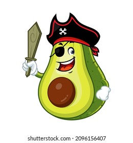 Vector mascot, cartoon and illustration of a pirate avocado holding sword.