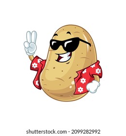 Vector mascot, cartoon and illustration of a potato wearing shirt with glasses