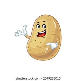 Vector mascot, cartoon and illustration of a potato say welcome