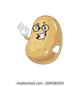 Vector mascot, cartoon and illustration of  a potato wearing glasess