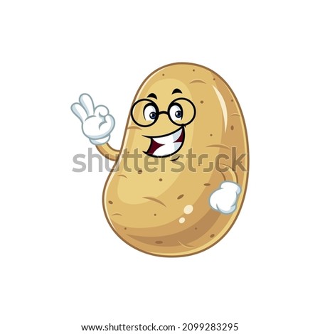Vector mascot, cartoon and illustration of  a potato wearing glasess