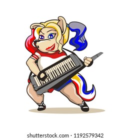 vector mascot cartoon illustration punk puppy on rock n roll