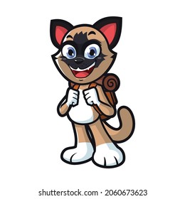 Vector mascot, cartoon, and illustration of a Ragdoll Cat Traveller