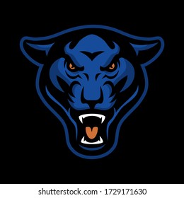 Vector mascot, cartoon, and illustration of a roaring panther head