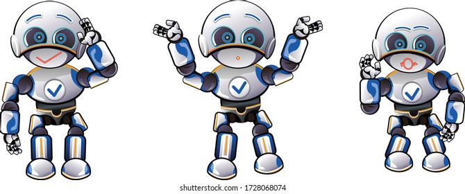 vector mascot cartoon illustration robot troper salute