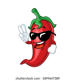 Vector mascot, cartoon, and illustration of a rocker chilli