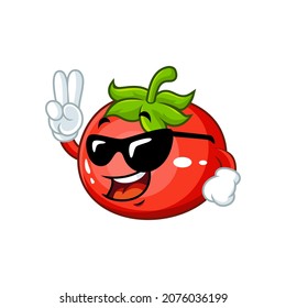Vector mascot, cartoon and illustration of a rocker tomato