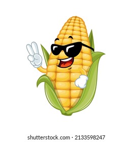 Vector mascot, cartoon and illustration of a rocker corn